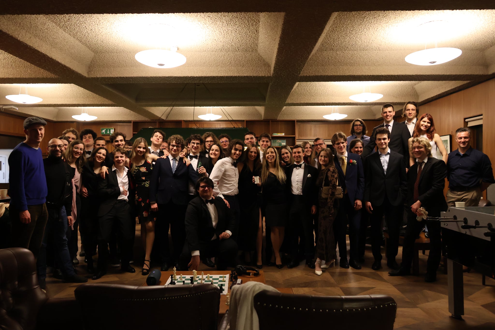 Members of the Cambridge University Hungarian Society at a formal dinner